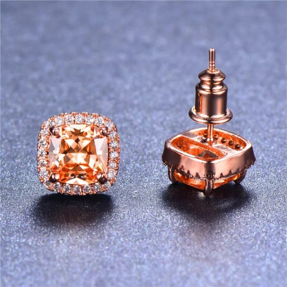 Diamond Halo Stud Earrings - Picture 4 of 4